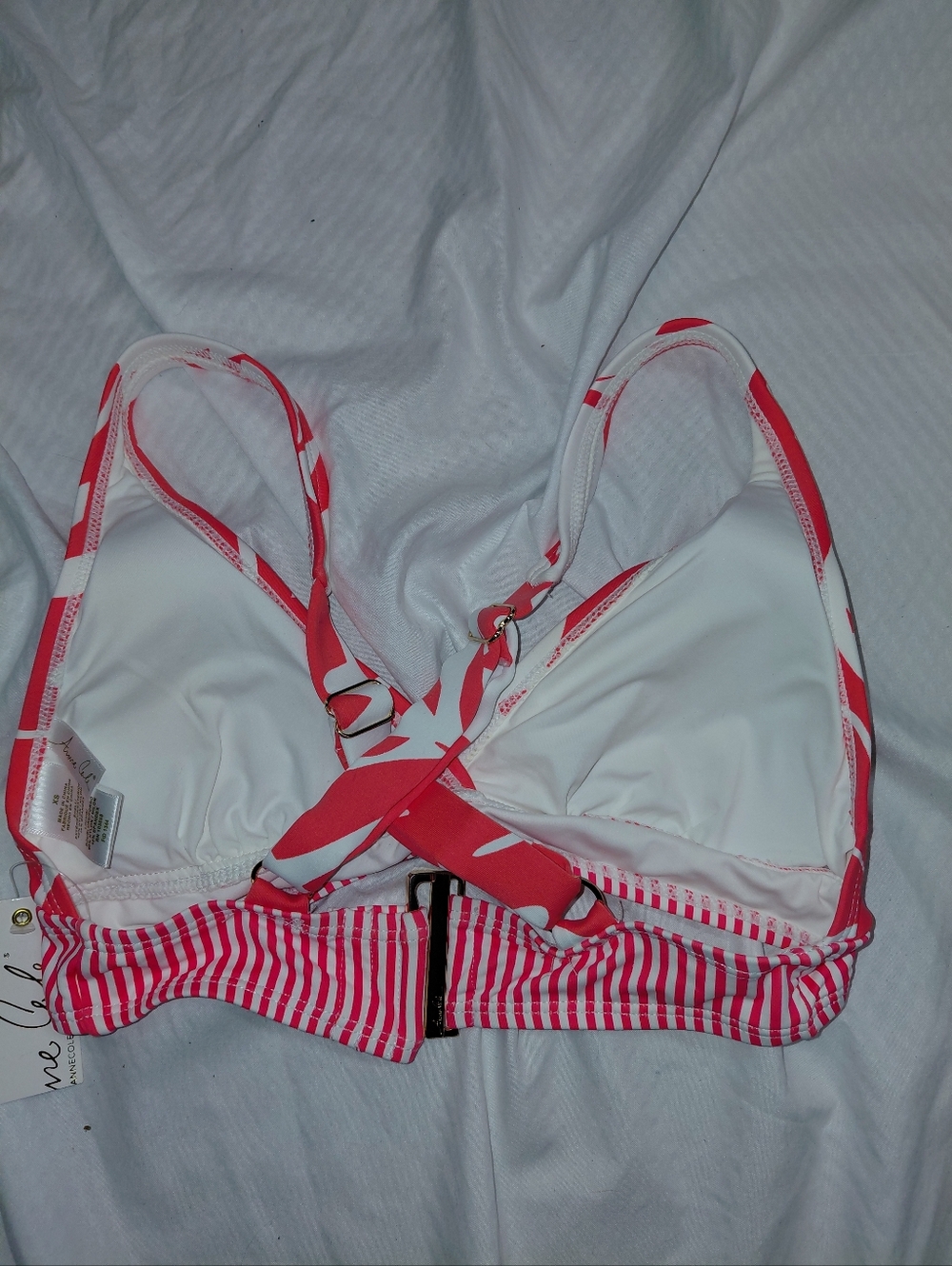 Women’s Pink & White Striped Bikini Top